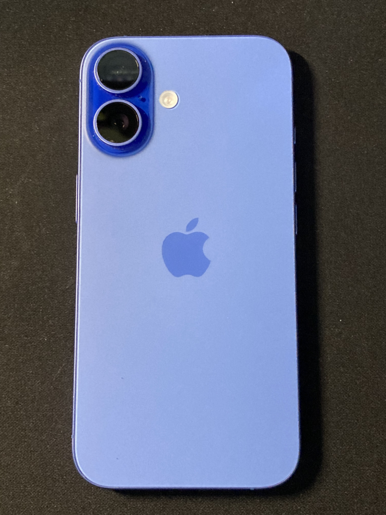 Apple iPhone 16 in Ultramarine, rear view