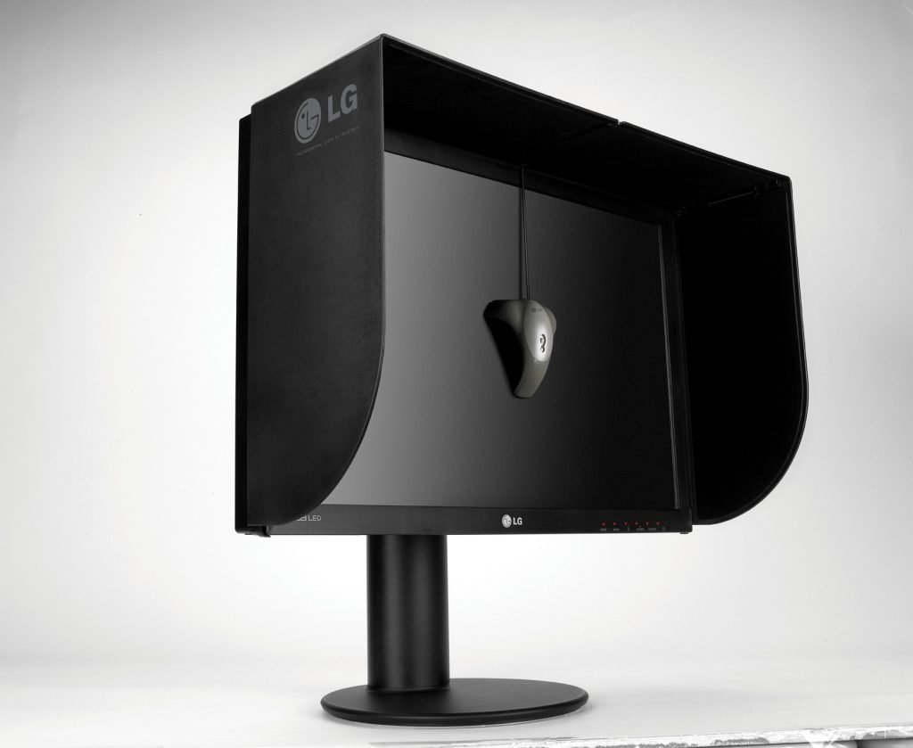 LG monitor with a shading hood
