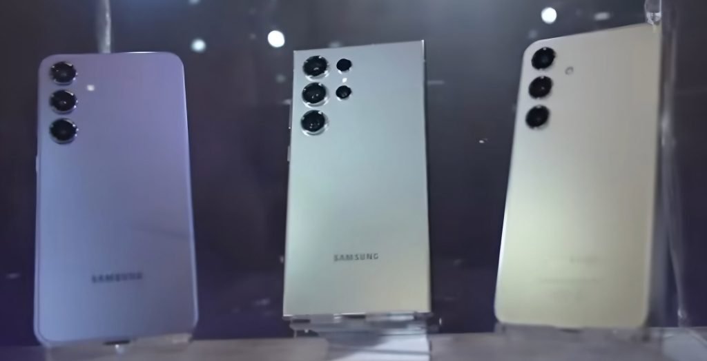 Samsung Galaxy S24 series phones on display