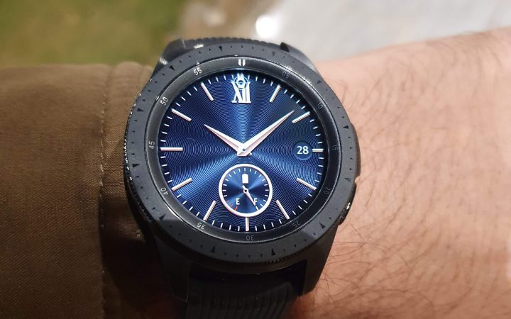 Samsung Galaxy Watch in black on a wrist